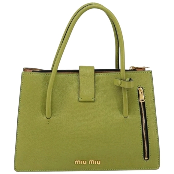 Miu Miu Green Leather Tote Bag
